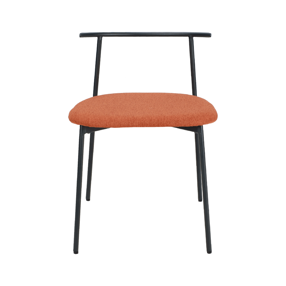 Turuncu kavisli arka metal bacak yemek sandalyesi