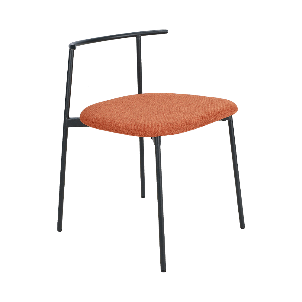Turuncu kavisli arka metal bacak yemek sandalyesi