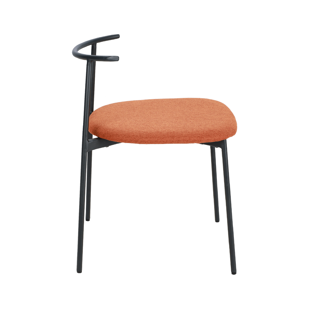 Turuncu kavisli arka metal bacak yemek sandalyesi