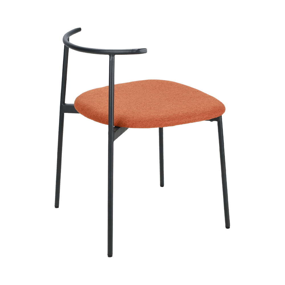 Turuncu kavisli arka metal bacak yemek sandalyesi