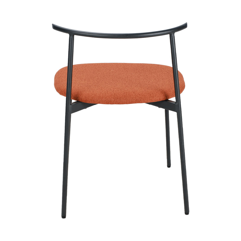 Turuncu kavisli arka metal bacak yemek sandalyesi